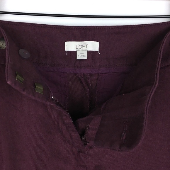 LOFT Linen Pants Marisa Ankle Trousers Burgundy Minimalist Dark Academia Size 2 - Picture 3 of 10